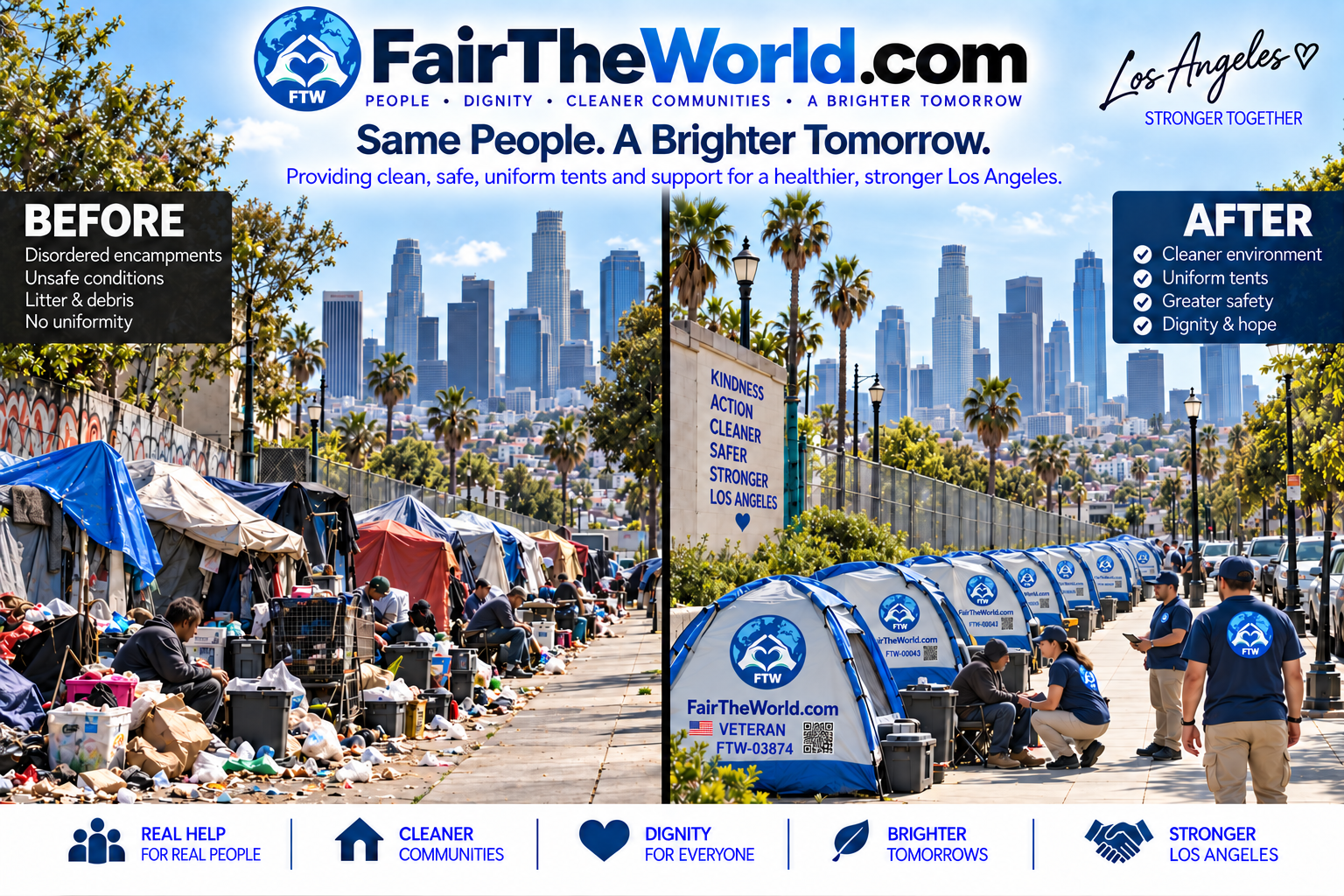 Fair The World Los Angeles before-and-after community support concept